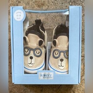 NWT Robeez Soft Soles Brainy Bear loafers sz 0-6m